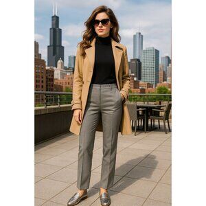 7th Avenue Suiting Collection SZ 8P Light Gray Work Trousers Tailored Straight L